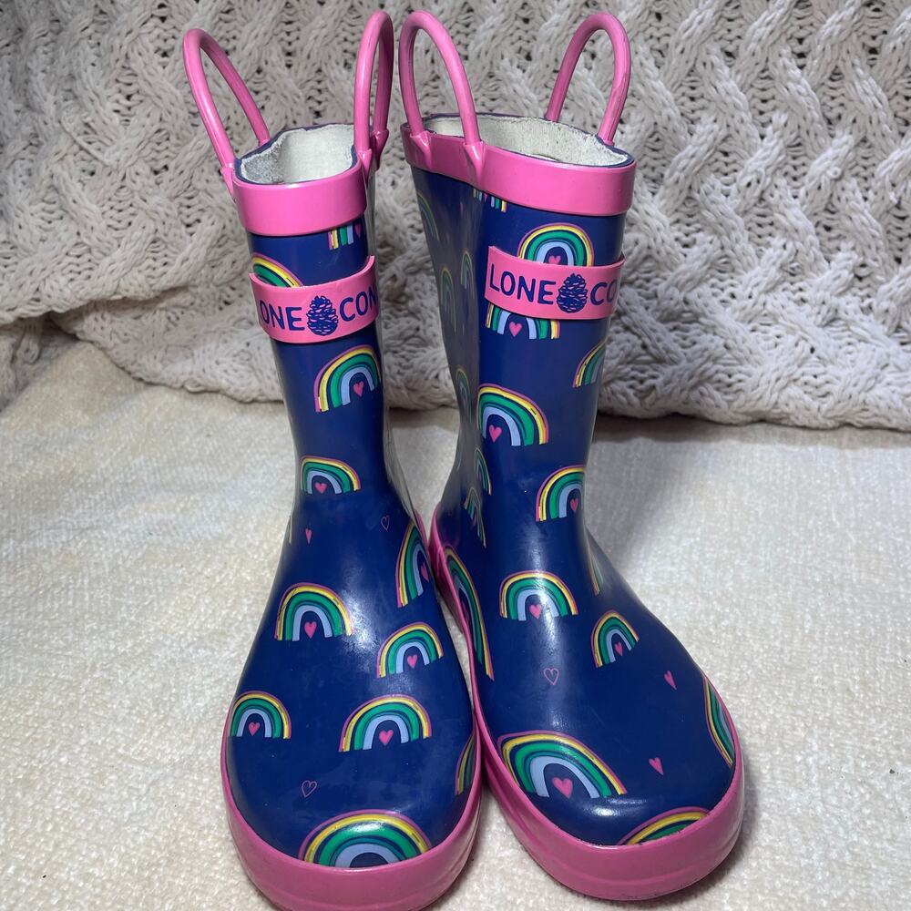 LONE CONE GIRL RAIN BOOTS RAINBOW SIZE 13 - Picture 3 of 10